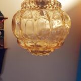 Suspension globe amber glass vintage bubbles 60s / vintage ceiling light / glass empoli