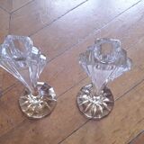 1 set of 2 vintage crystal candle holders