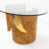 Mid-Century Modern Italian Rattan and Brass Dining Table by Vivai del Sud