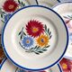 Vintage iron earthenware dessert service - floral model - Rustic HBC Choisy le Roi