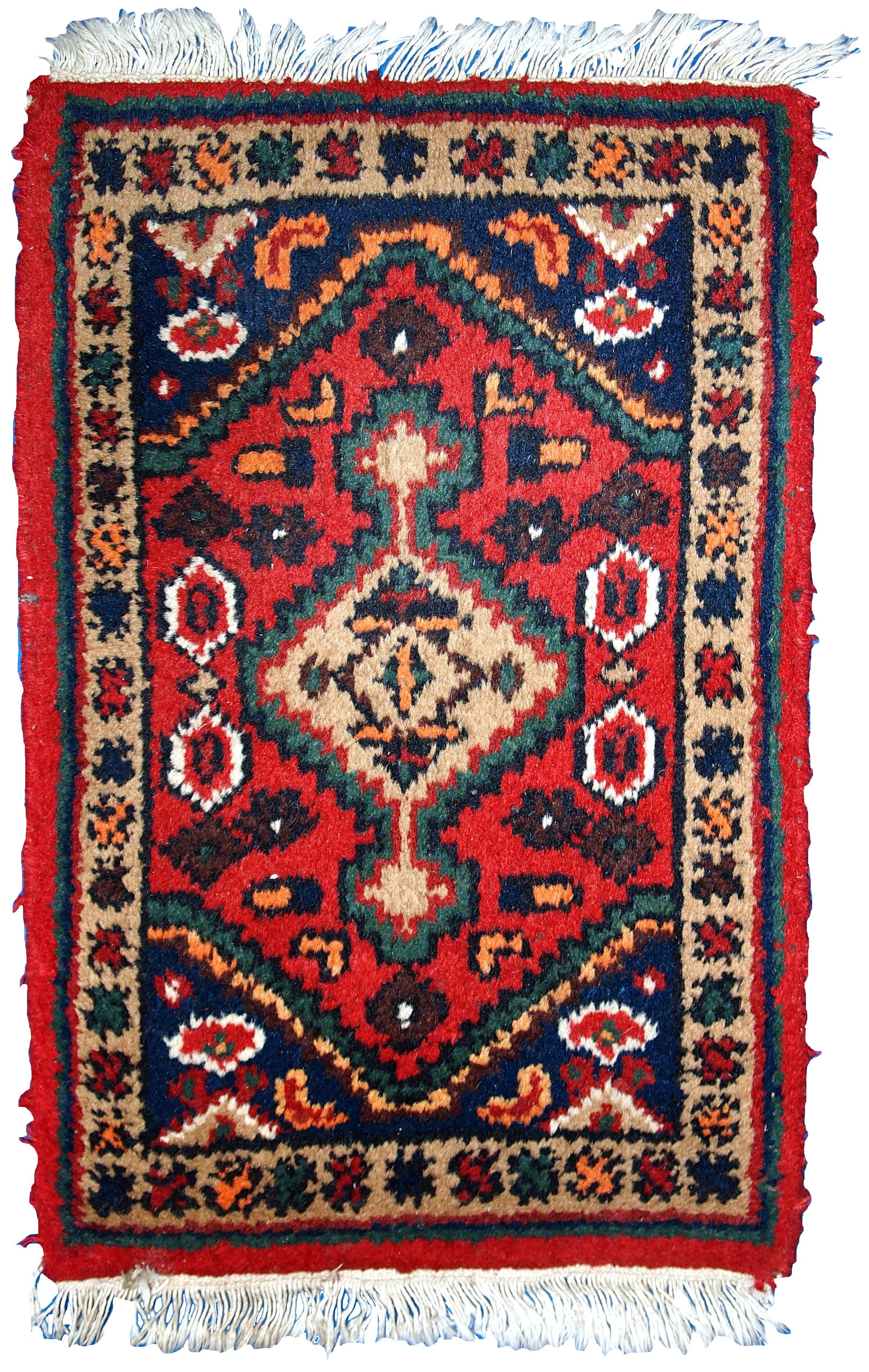 Tapis Vintage Hamadan en Laine, Années 1970, Élégance Artisanale