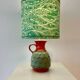 Wireless Jasba table lamp - West German pottery with fish decor | 41 cm