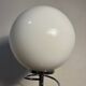 Metal base lamp, spring style, opaline globe