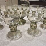 Roemer Glasses and Carafe 19th Century Mouth Blown Crystal