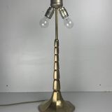 Large Hollywood regency midcentury Capiz and brass table lamp, 1960s