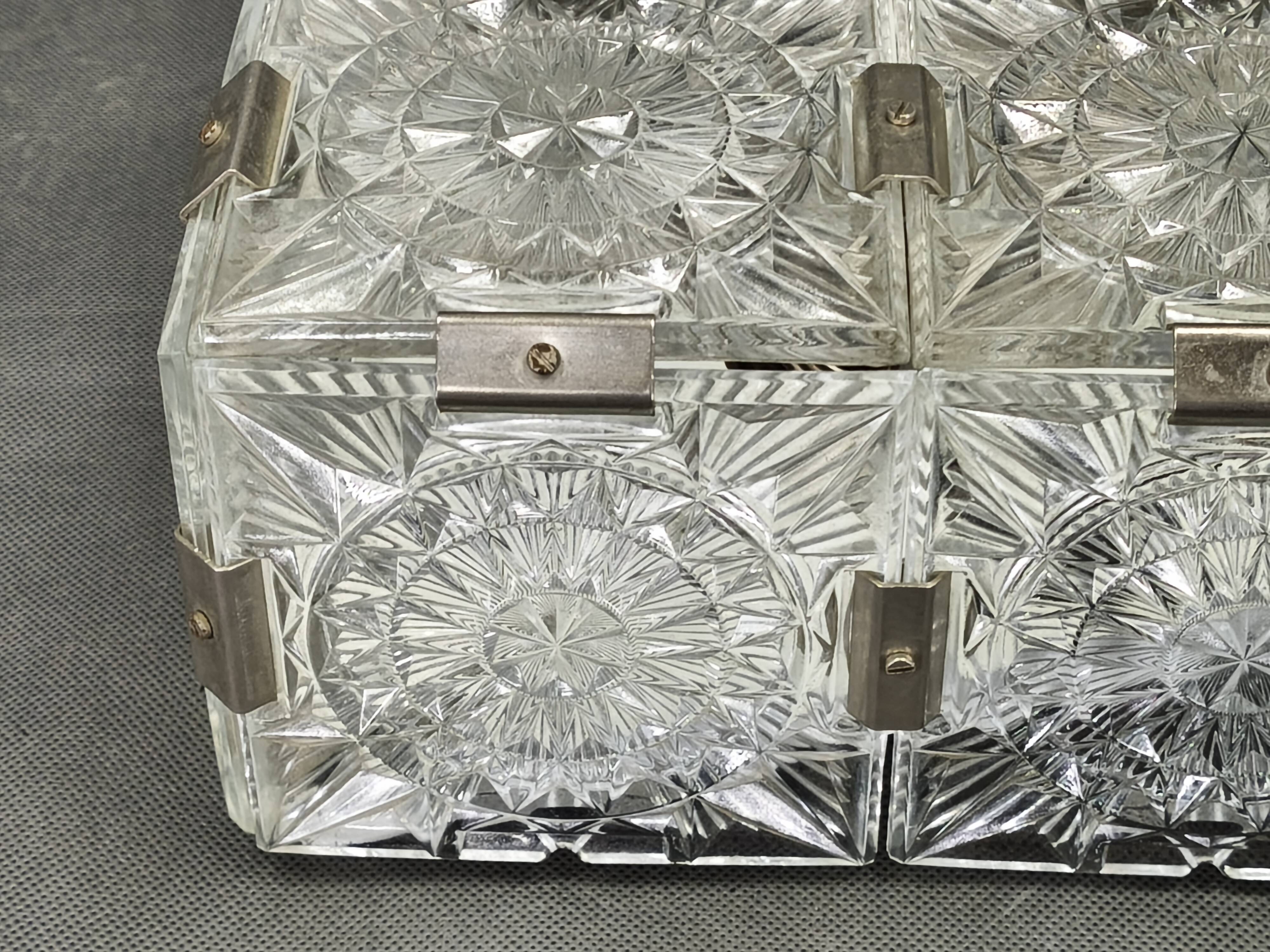 Czech Cut Glass Flush Mount Ceiling Light, Kamenický Šenov 1970s