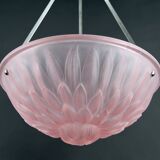 Basin, Molded Pressed Glass with Floral Motif, Silver-Plated Bronze Mount, 1930