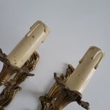 Ancienne Paire d'Appliques en métal doré Style Louis XV