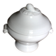Antique soup tureen, white earthenware, with stopper decoration.