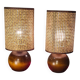 pair of Scandinavian wooden ball lamps and new lampshades 32x14 electric ok