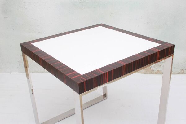 table cube en bois de rose chromé 64 cm