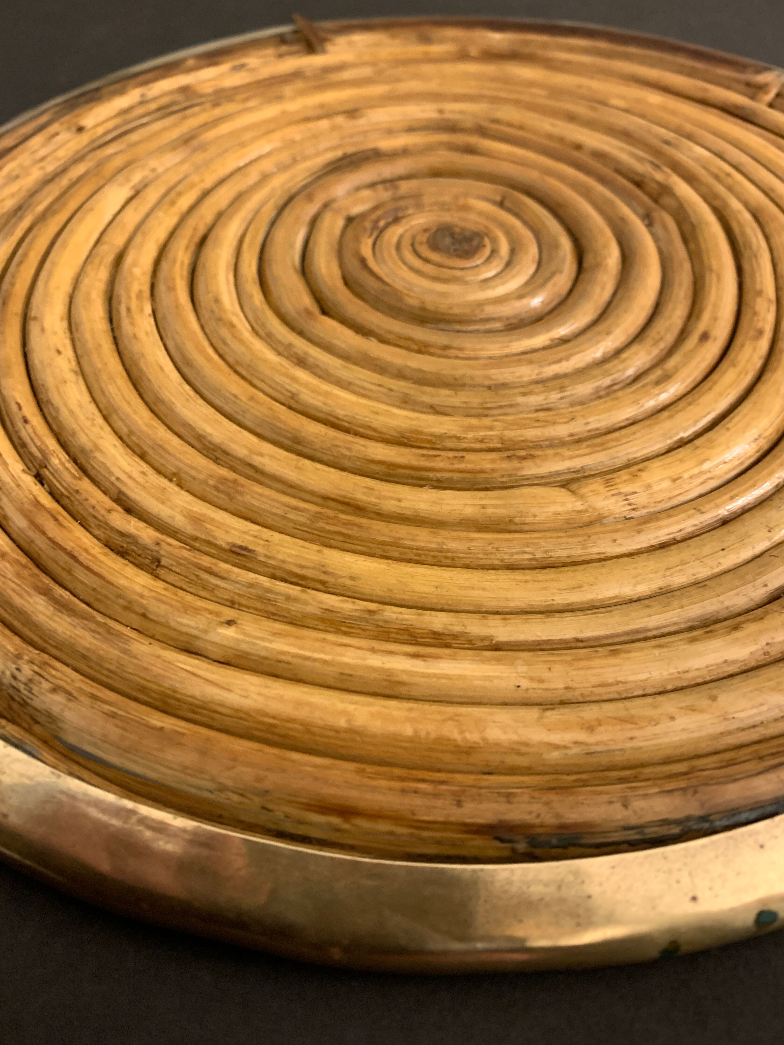 Round rattan and brass underside, 1960