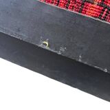 Vintage black and red sofa / three-seater / sofa bed