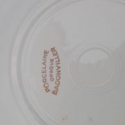 6 hollow plates in opaque porcelain from Badonviller with green marli diam 23 cm