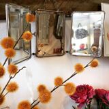 Bevelled triptych barber mirror 57x16cm