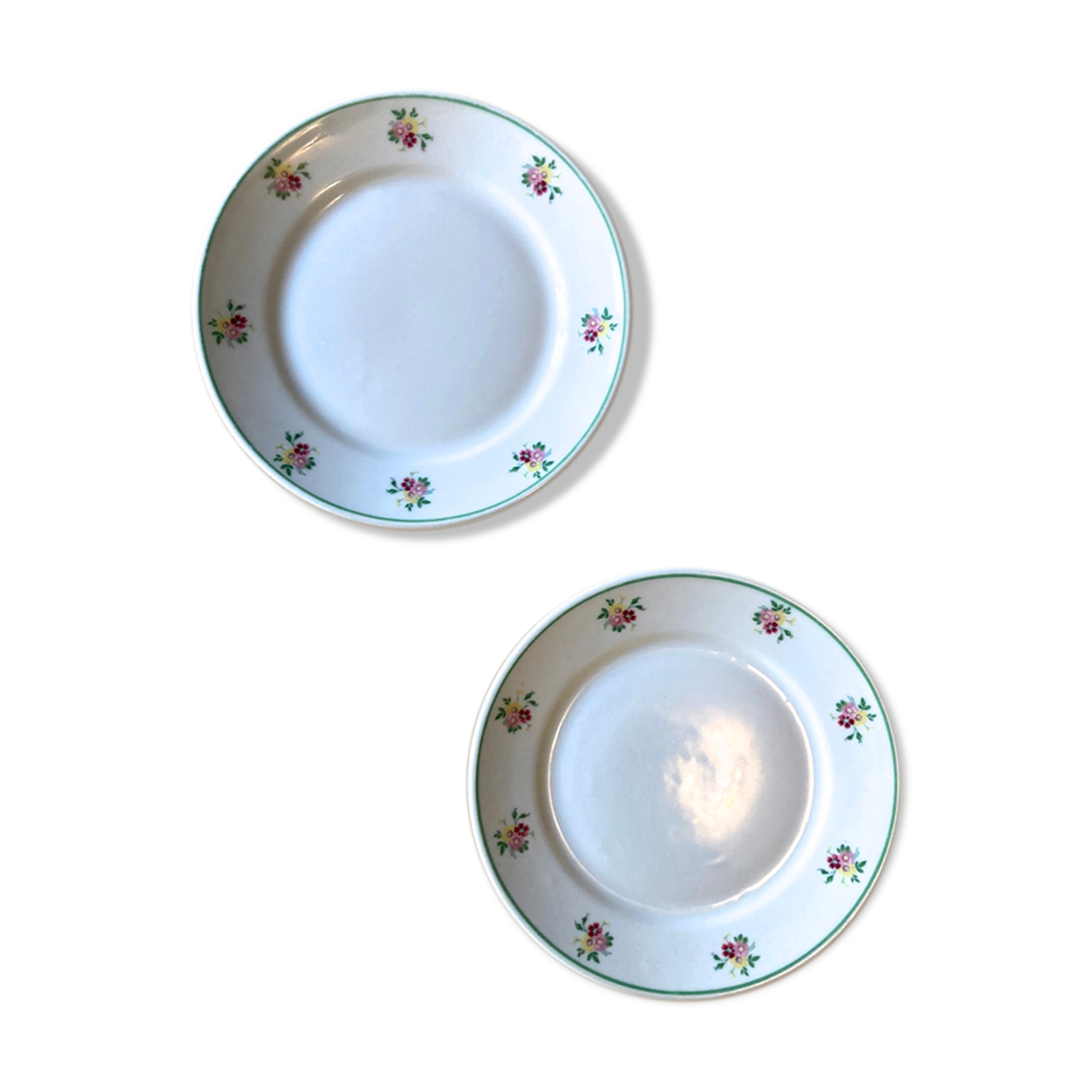 Lot two plates porcelain vintage flower motifs