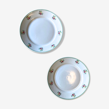Lot two plates porcelain vintage flower motifs
