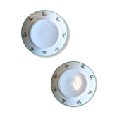 Lot two plates porcelain vintage flower motifs