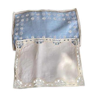 Lot of two old embroidered doilies