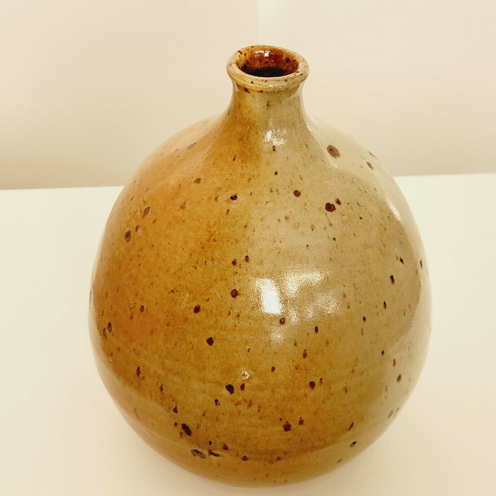 Vintage stoneware ceramic ball vase