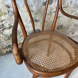Thonet armchair with bent wood and caning