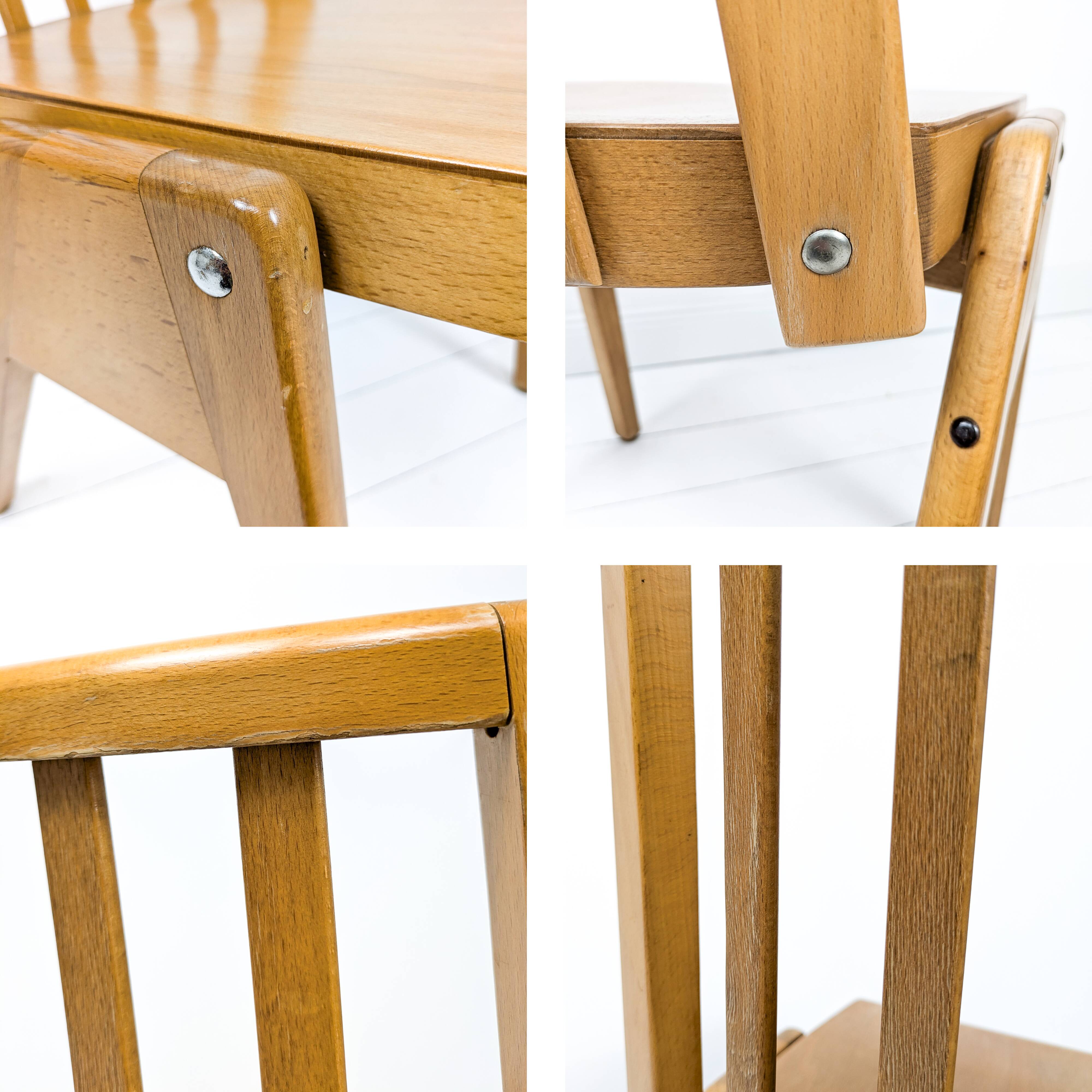 Set of 4 Danish Design Mid Century Wooden Stacking Chairs Streben Vintage Skandi Wooden Chair