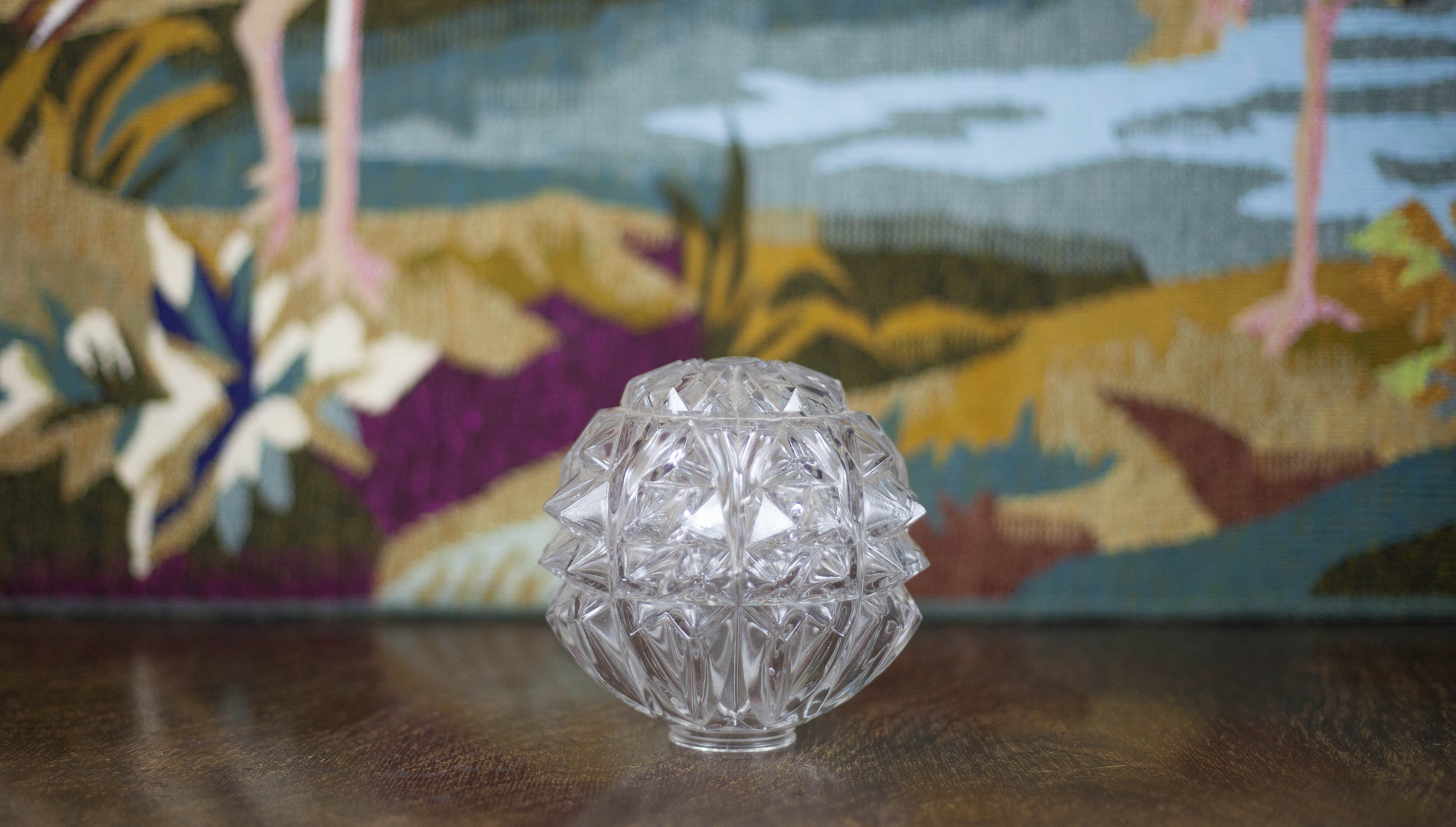 Globe boule verre pointe de diamant, petit globe pour lampe