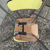 Chaises Formica jaune  pieds compas 1950