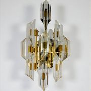 Oscar Torlasco for Stilkronen wall sconce, cut Murano glass, Italy, circa 1970s