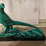 Art Deco Pheasant in Green Ceramic