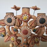 Chandelier, Mexican candlestick "tree of life" terracotta, 1970