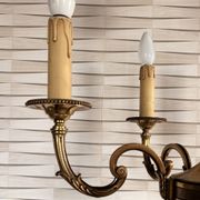 Five-armed golden brass chandelier – neoclassical elegance, Louis XVI spirit.