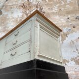 Bank counter furniture in patinated wood, circa 1900