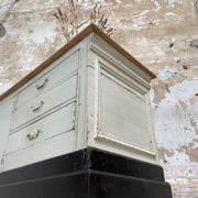 Bank counter furniture in patinated wood, circa 1900
