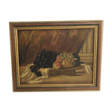 Oil painting of grapes on cup