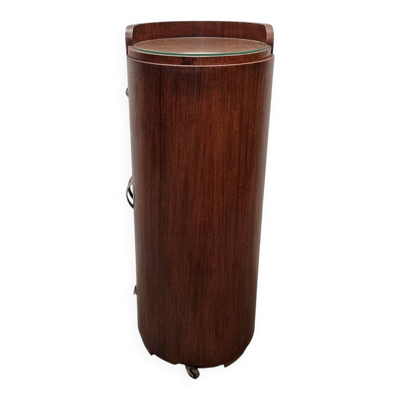 Mobilier de bar rond en acajou de style Art déco français, années 1920/30