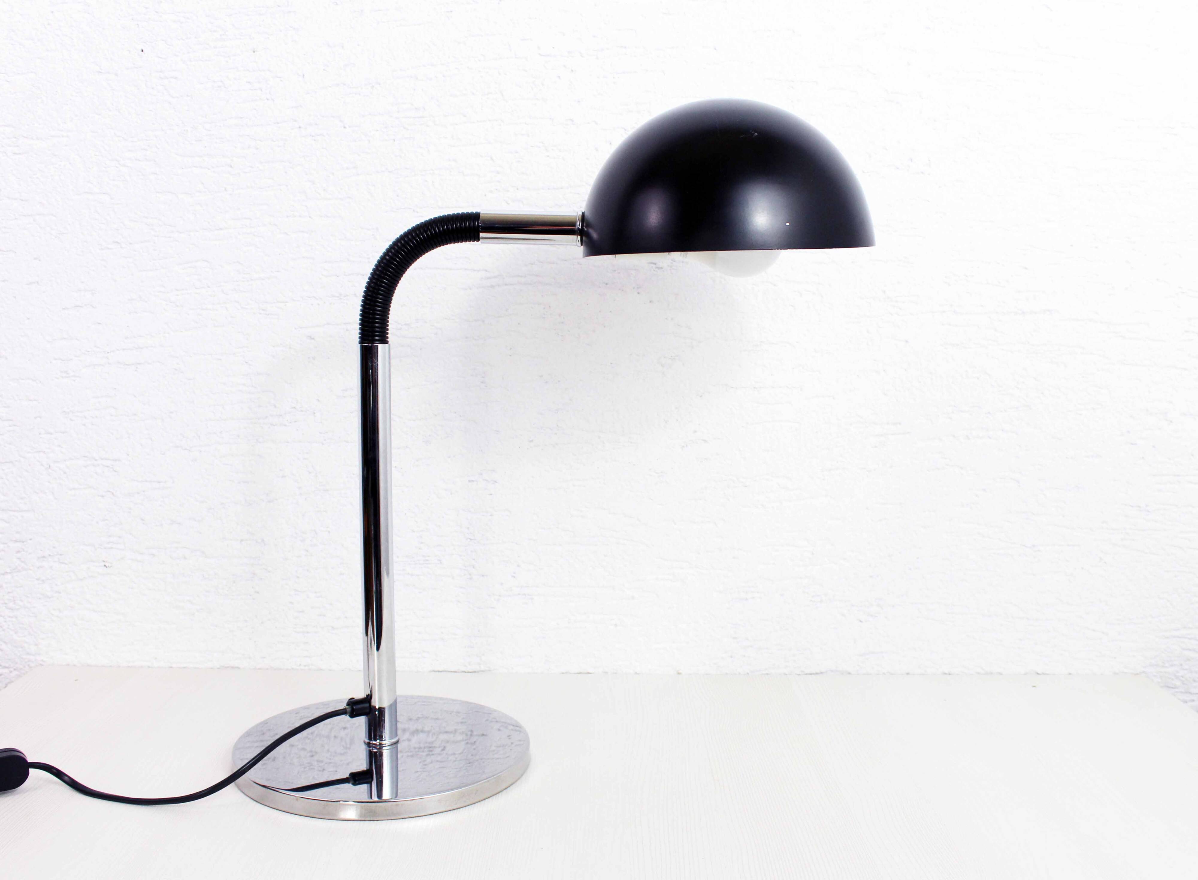 Black and chrome metal desk lamp