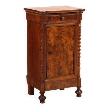 Table de chevet ancienne Louis-Philippe en noyer, Italie, XIXe siècle