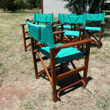 Lot of 6 foldable chairs in solid teak Roland Vlaemynck