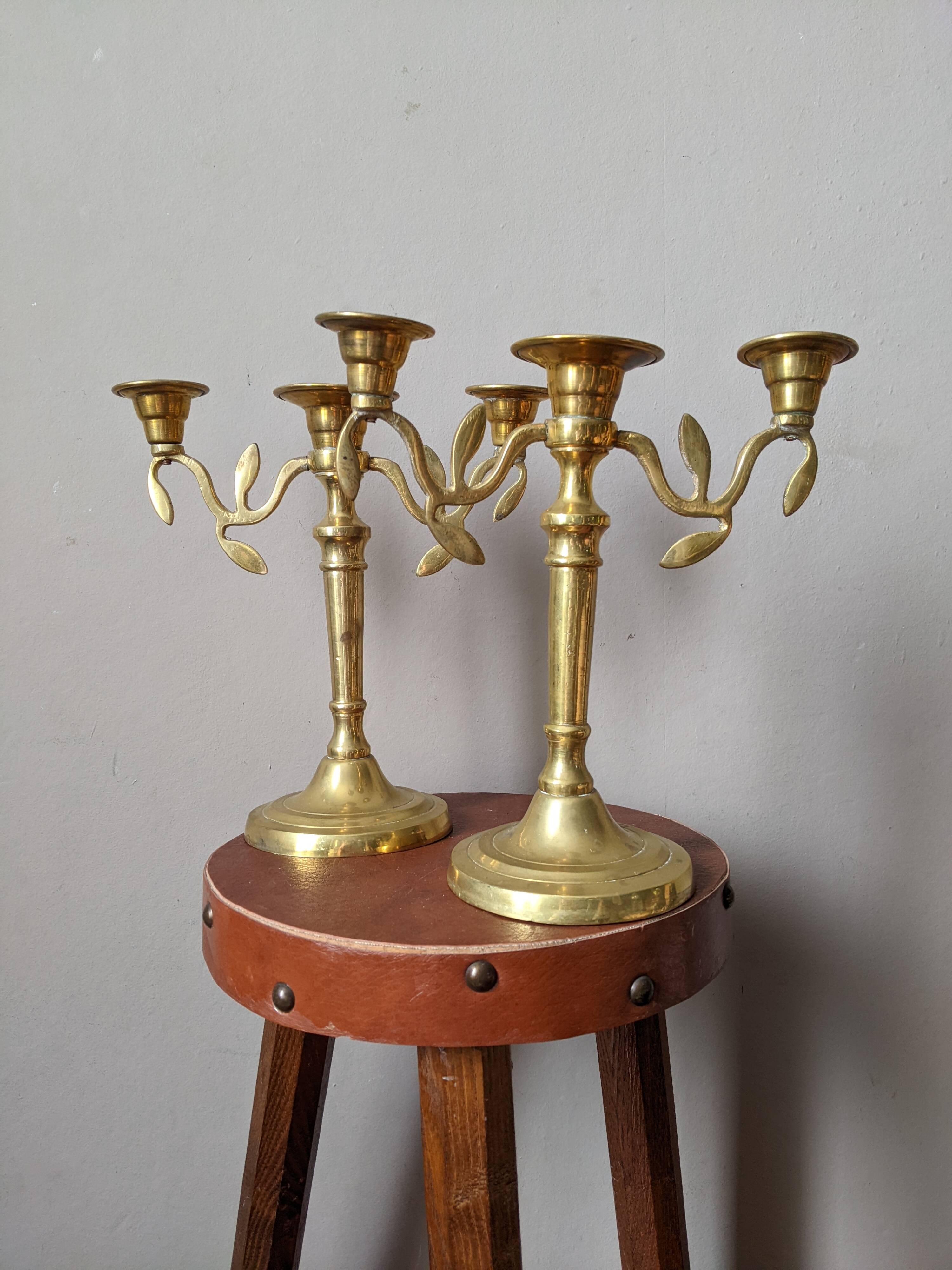 Pair of vintage bohemian country candlestick holders