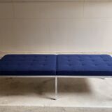 Florence Knoll bench for Knoll Studio blue fabric.