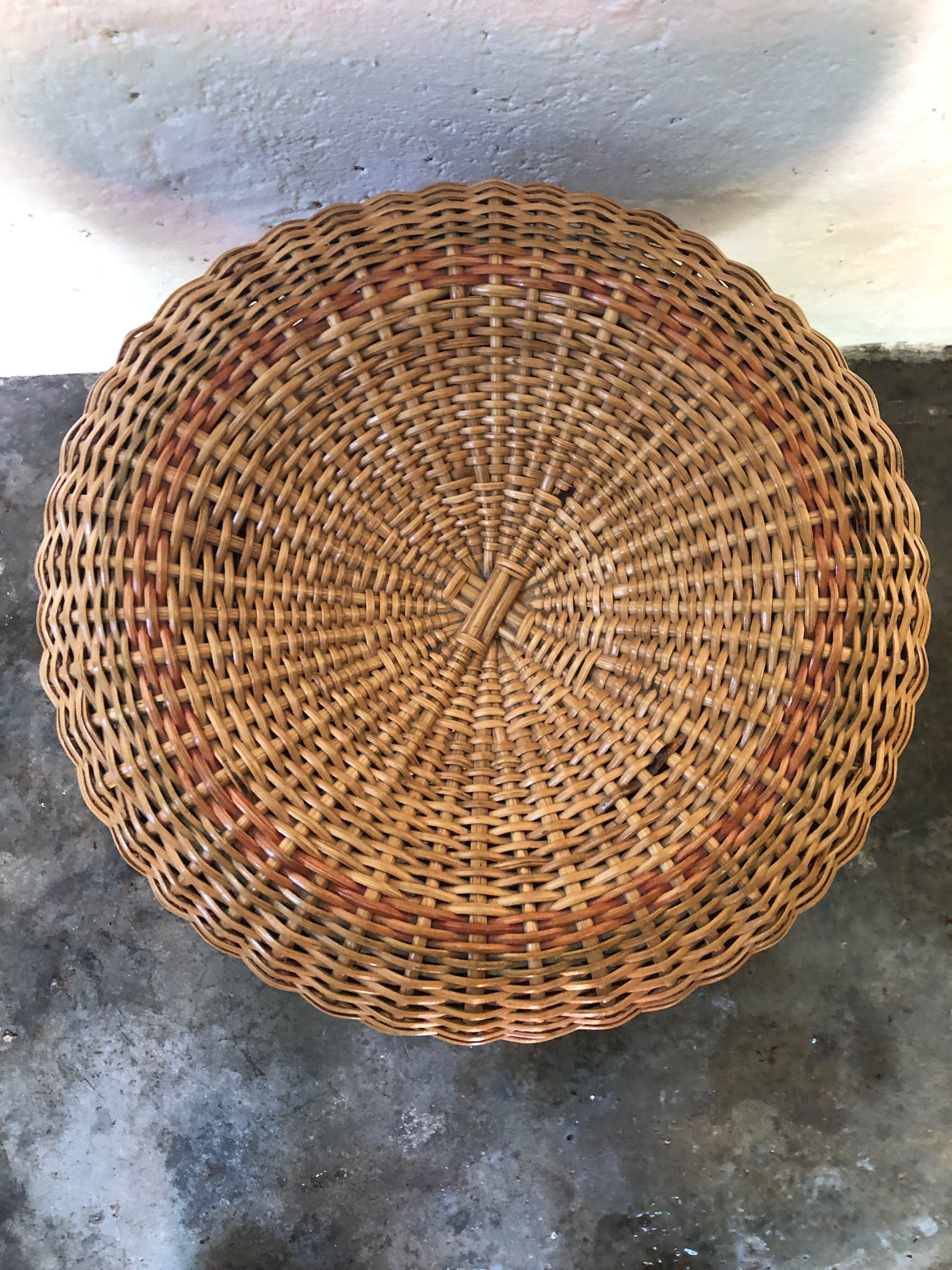 Old 60s rattan stool