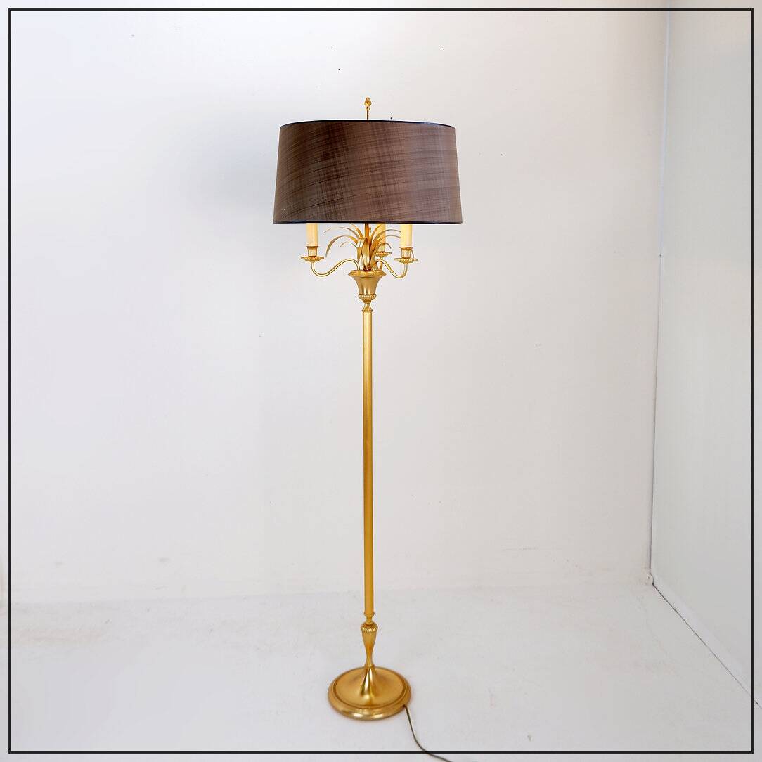 Pineapple Brass Floor Lamp in the Style of Maison Charles, Circa 1970