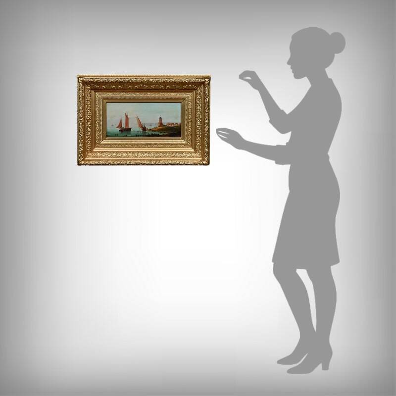 Tableau "Sailboats on the Mediterranean", oil on panel, French school of the 19th century.