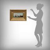 Tableau "Sailboats on the Mediterranean", oil on panel, French school of the 19th century.