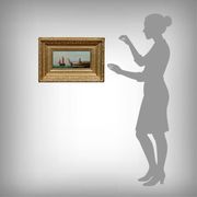 Tableau "Sailboats on the Mediterranean", oil on panel, French school of the 19th century.