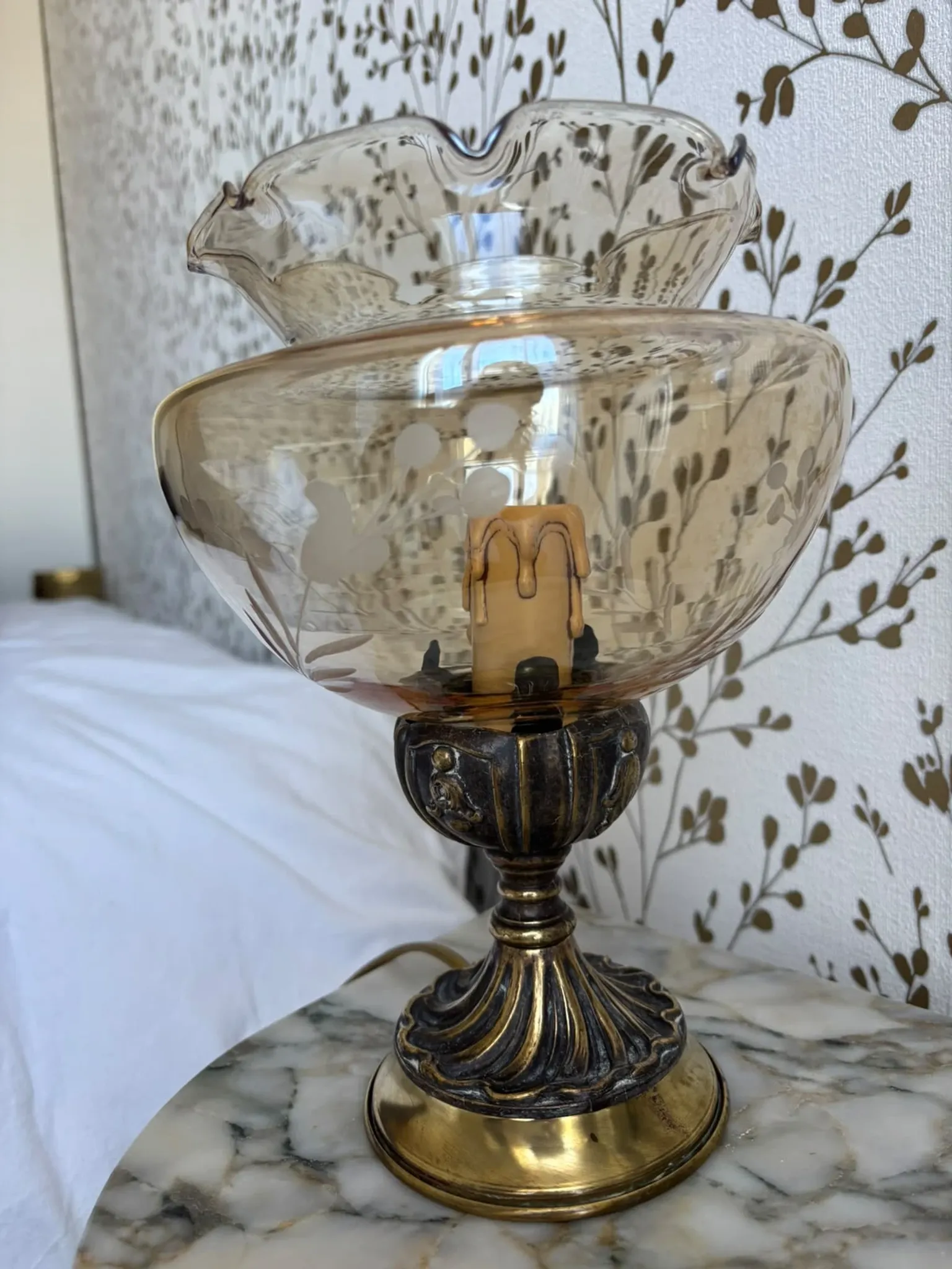 Pair of vintage Targetti bedside lamps - Candle bulb night lights