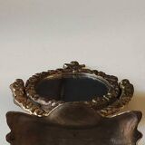 Oval psyche vanity mirror/In old gold bronze Cupids/Rosaces decor