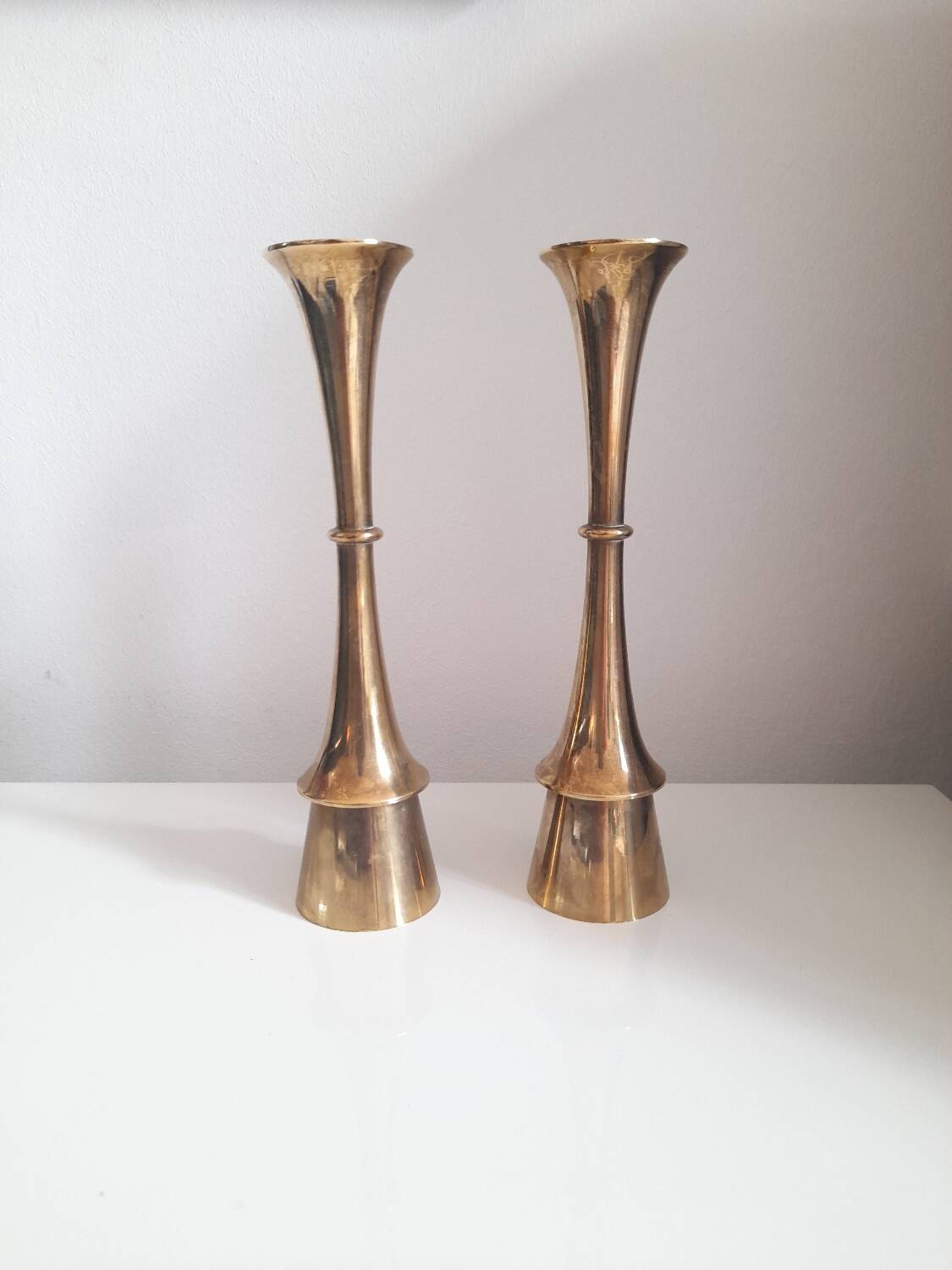 Pair of Jens Quistgaard brass candlesticks