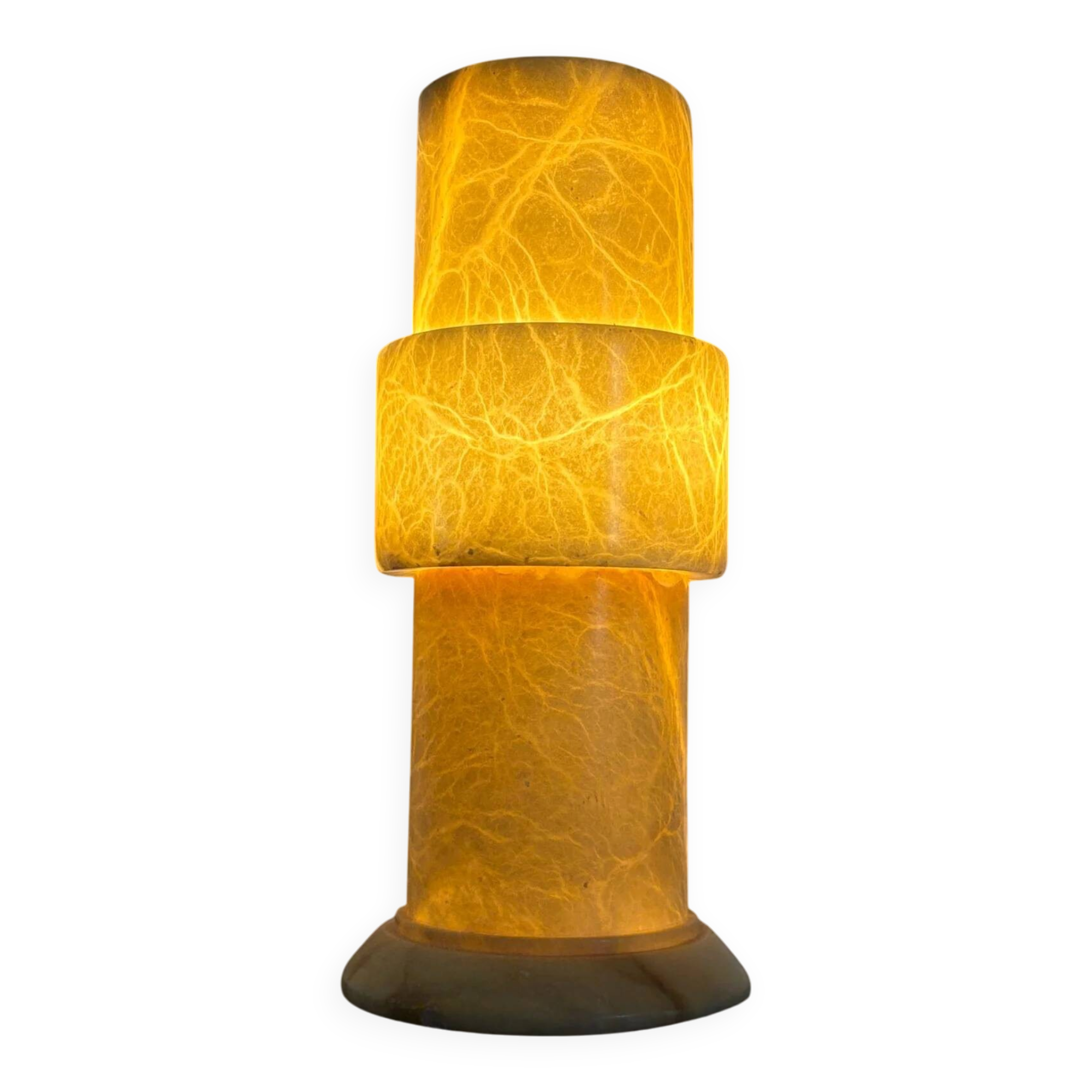 Alabaster stepped circular table lamp, Spain, 1970s